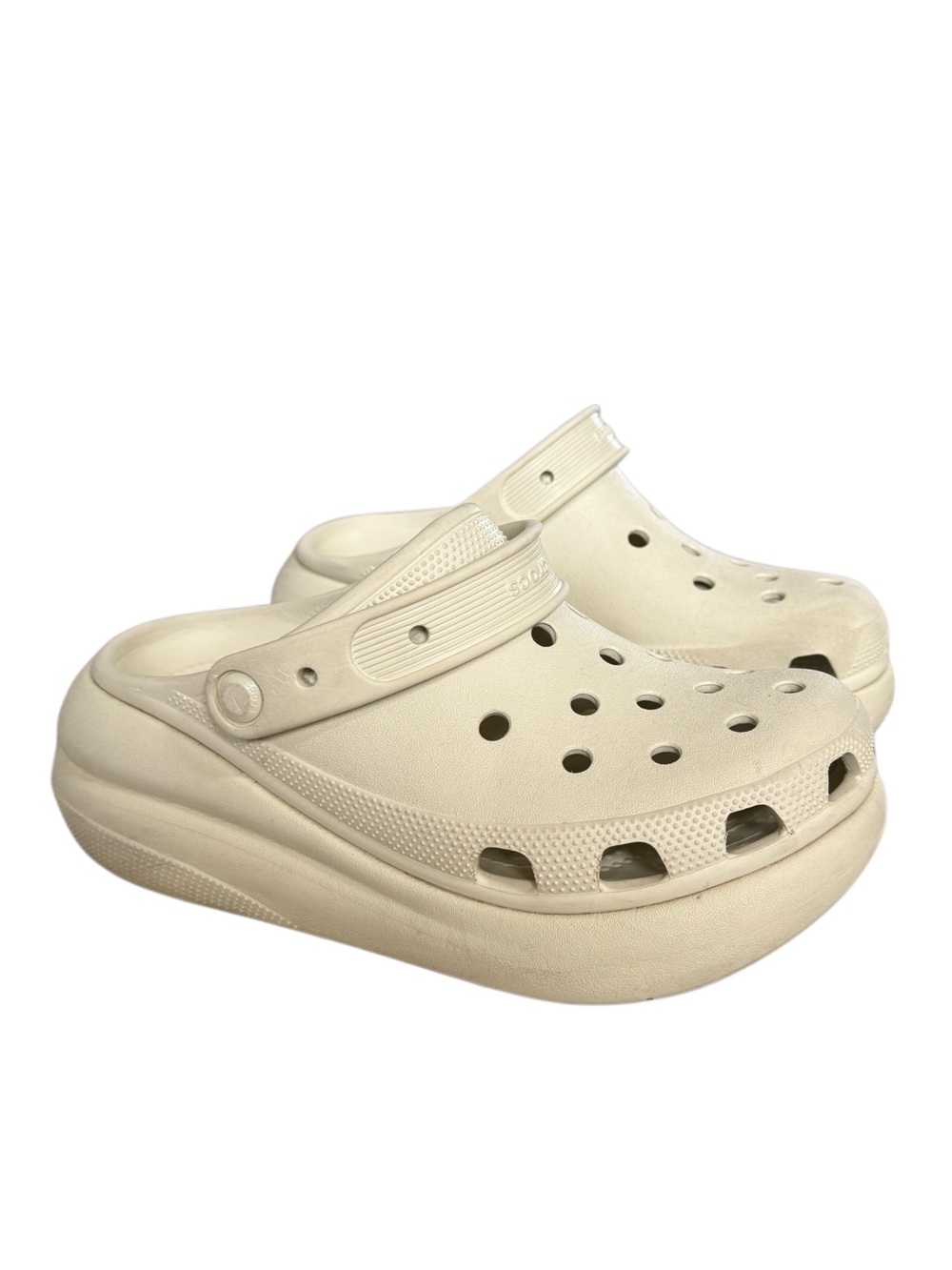 CROCS Classic Crush Clogs Platform Bone Women’s Size 9 Men Size 7 Slip On Slide